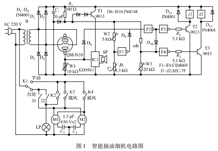 图1 智能抽油烟机电路图